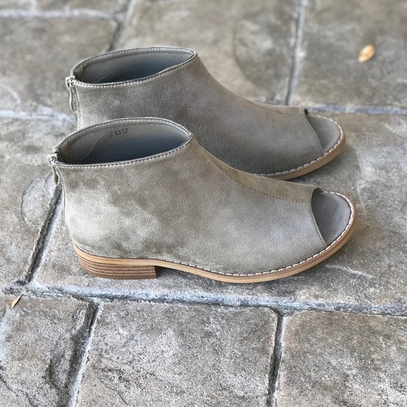 Taupe Boho Chic Peep Toe Ankle Booties - Picture 2 of 7